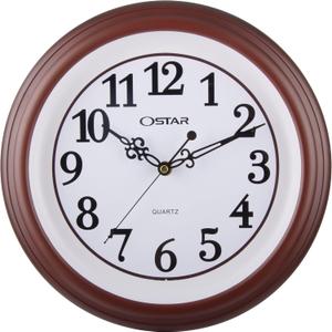 OSTAR Silent Rustic Wall Clock, Battery Operated, Vintage 12 Inch Round Clock, Living Room Bedroom Kitchen Wall Decor (Brown)