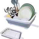 Collapsible Dish Drying Rack with Drain Plug and Swivel Spout - Lightweight, Compact and Space-Saving Dish Drainer Organizer for Kitchen, RV, Campers and Travel Trailers
