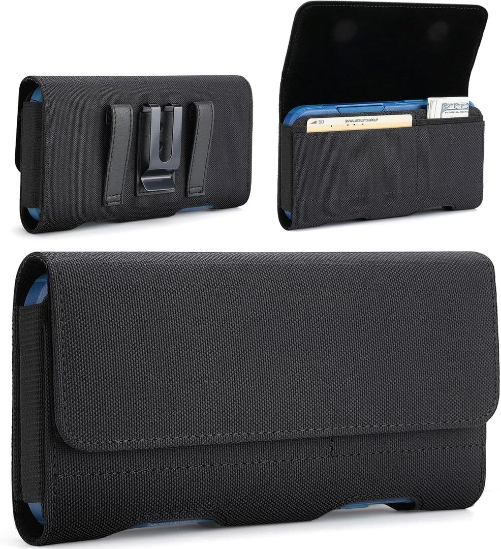 Mopaclle Nylon Cell Phone Holster for Samsung Galaxy S25 Ultra S24 Ultra,S23 Ultra,S22 Ultra, S21 Ultra,Note 20 Ultra A71 A23 A12 Moto G Stylus, Premium Phone Belt Holder with Belt Clip for Men