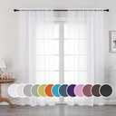 2 OWENIE White Sheer Curtains 84 inches Long 2 Panels Set, Sheer White Curtains for Living Room/Bedroom, Rod Pocket Voile Sheer Panel Drapes, 2pcs, Each 42" Width x 84" Long