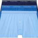 Calvin Klein Men's Cotton Classics 3-Pack Knit Boxer (Large, Blue Bay, Minnow, Medieval Blue)