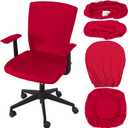 Tallew 4 Pcs Office Chair Covers Set Computer Universal Protective Stretchable Chair Seat Covers Desk Armrest Cover Pads Office Cushion Backrest for Rotating(Regular,Red)