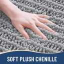 Arotive Luxury Bathroom Rugs 47x17, Extra Soft Thick Absorbent Shaggy Chenille Bath Rugs, Non-Slip Machine Wash Dry, Bath Mats for Bathroom Floor, Tub and Shower, Home Decor Accessories, Light Grey