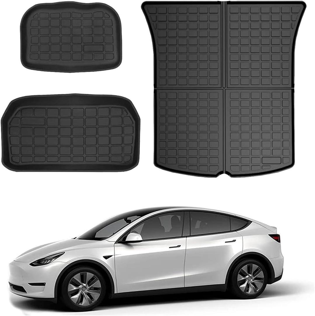 Storage Mats and Cargo Liners, All Weather Rear Cargo Trunk Tray Floor Mat Custom Fit Compatible with 2020-2024 2025 Model Y 5-SeatNot for Juniper, 3D Tech Waterproof Durable TPO Accessories