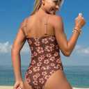 ZAFUL Women's Tankini Swimsuits V Neck Tummy Control Bow Color Block Two Piece Swimsuit Bathing Suit (Pink, XL)