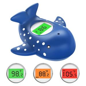 Baby Bath Thermometer, Infant Digital Water Thermometer Safety with 3 Color Backlit and Temperature Warning, Room Thermometers Floating Toy for Infant, Toddler, Bathtub, Swimming Pool (Navy Blue) (Navy Blue)