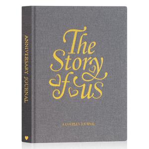 Lanpn Wedding Anniversary Journal - The Story of Us, Linen Dating 1st to 70th Couple Memory Book Wedding Scrapbook, 190 Pages Love Stories Notebook Marriage Newlywed Bridal Shower Gift, Grey