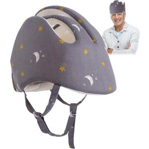 Thick Head Protection for Elderly Falls, Protective Helmet for Elderly Adult, Seniors Head Protector Seizure Soft Helmet Prevent Head Injuries (Moon and Star, Grey)