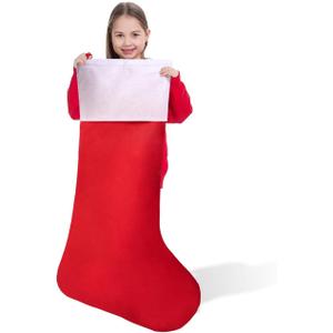 JOYIN 43" Jumbo Christmas Stockings, Soft Giant Xmas Decor, Personalized Red Christmas Felt Stockings for Kids Adults Family Xmas Party Decorations Gifts