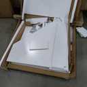 Haotian Small Corner Desk, Triangle Computer Desk with Drawer and Ladder Shelf, Home Office Writing Vanity Table, White FWT31-W