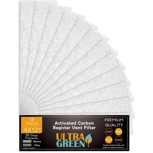 4x12 Inch Air Filter for Home Ceiling, ULTRA GREEN Thickened Floor Vent Filters Replacement for Register Work in Indoor Home Air Purifier, Air Conditioner, 12-Pack (White)