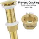 Bathroom Sink Drain, 2 Pack Gold Drain Stopper Without Overflow,Pop Up Drain Assembly Without Detachable Strainer Basket,Built-in Anti-Clogging Strainer,Stainless Steel