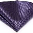 Dubulle Mens Tie Set Solid Paisley Silk Striped Necktie for Men with Cufflinks Tie and Pocket Square (Dark Purple)