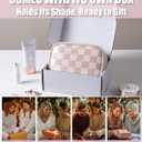 Valentines Day Gifts for Her,Travel Makeup Bag Cosmetic Bag for Women,Small Makeup Organizer Bag,Cute & Waterproof Vegan Leather Makeup Case with Multiple Compartments (BROWN) (MEDIUM)