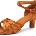 MSMAX Women's Practice Ballroom Dancing Shoes Indoor Performance Latin Dance Shoes for Woman (6.5 Narrow, 5cm Heel Tan)