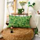 AVOIN colorlife St Patricks Day Clover Polka Dot Green Throw Pillow Cover, 12 x 20 Inch Check Shamrock Cushion Case Decoration for Sofa Couch