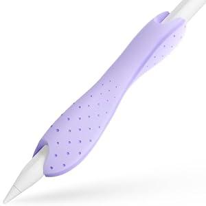 ELETIUO Grip Compatible with Apple Pencil Pro,1st/2nd Generation, USB-C Model ,Protective Silicone Sleeve Cover with Anti-Slip Texture, Ergonomic Dual-Head Design, Magnetic Charging and Double Tap, Purple