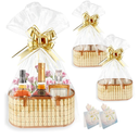 QTRQTR 2 Set Baskets for Gifts Empty Gift Basket with Handle Large Foldable Woven Bamboo Empty Gift Baskets To Fill for Christmas Valentine's Day Birthday Party Housewarming