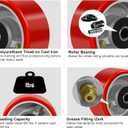 4" x 2" Caster Wheels, 1/2" Bore Axle Heavy Duty Industrial Wheels, Polyurethane on Cast Iron Wheel, Set of 4 Replacement Wheels for Cart Toolbox (4 Wheel)