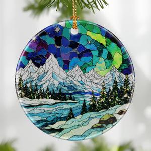 Mountain Landscape Ornament, Christmas Ornament Christmas Tree Decor, Holiday Decoration, Stocking Stuffer, Festive Gift Idea, Gifts for Nature Lover, Mountain Lover, Friends, and Family