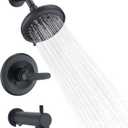 Replacement Faucet Shower Trim Kit for Delta 1300/1400 & 13/14 Series, Tub Shower Faucet Set, High Pressure 9-Setting Rain Shower Head - Matte Black (Valve/Cartridge Not Included)