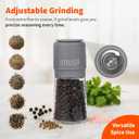 IMUSA Salt and Pepper Grinder Set  2-Pack Manual Salt Grinder & Pepper Mill with Adjustable Ceramic Grinder for Coarse to Fine Spices, 4oz, Refillable Glass Base, Easy-Grip Salt & Pepper Set (Gray)
