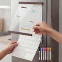 Fullin Magnetic Whiteboard for Fridge - DIY Acrylic Fridge Calendar Board with 2 Printable Letter Size Templates, Dry Erase Marker, Weekly Monthly Planner for Kitchen