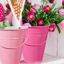 Sadnyy 12 Pack Metal Buckets with Handle, Galvanized Bucket 4.5 x 5 Inch Basket Bucket Party Supplies, Crafts for Christmas Halloween Candy Bars Vase Crafts(Pink)
