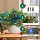 Norfolk Pine Stems, 16 Pcs Real Touch Pine Branches with Lights Christmas Decorations Artificial Greenery Stems for Christmas Table Decor Mantel DIY Garland Home Decorations