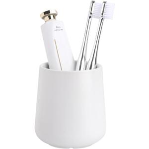 BosilunLife Bathroom Toothbrush Holder - Ceramic Toothbrush Cup Holder 13Oz White Toothbrush Holder for Bathroom Toothbrush and Toothpaste Holder for Bathroom Vanity Countertop, Ideal for Home, Hotel