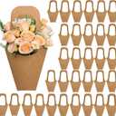 Flower Bags 50 Packs, Flower Bags for Bouquets, Kraft Paper Flower Gift Bags With Handle, Suitable for Flower Shops, Flower Bar, Weddings, Valentine's Day, Birthday Parties, Thanksgiving, Home Decoration (13.8 Inches)