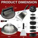 Gamalou Smash Burger Press Kit: 7" Cast Iron Grill Press, 12" Melting Dome, 3-in-1 Patty Maker, 4.3" Spatula & 4" Scraper, Griddle Accessories for Blackstone, Grills, Flat Top, BBQ, Fry Pan