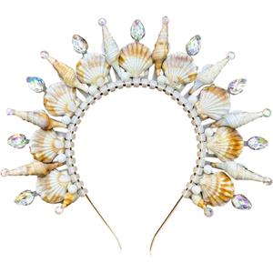 JeVenis Mermaid Crown Headband Seashell Crown Siren Costume Women Headpiece for Mermaid Sirens Goddess Cosplay Renaissance (Silver)