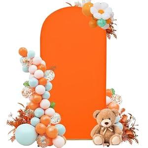 SUKAIKEQA 7.2FT Wedding Arch Cover – Stretchy Spandex Fabric Backdrop for Arch Stand – Ideal for Wedding Ceremony, Birthday Party, Baby Shower & Photo Booth Decoration (Orange)