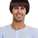 Short Mushroom Wig for Men-Synthetic 60s Bowl Cut Wigs for Anime Movie Music Costume Halloween Cosplay Party (Dark Brown)