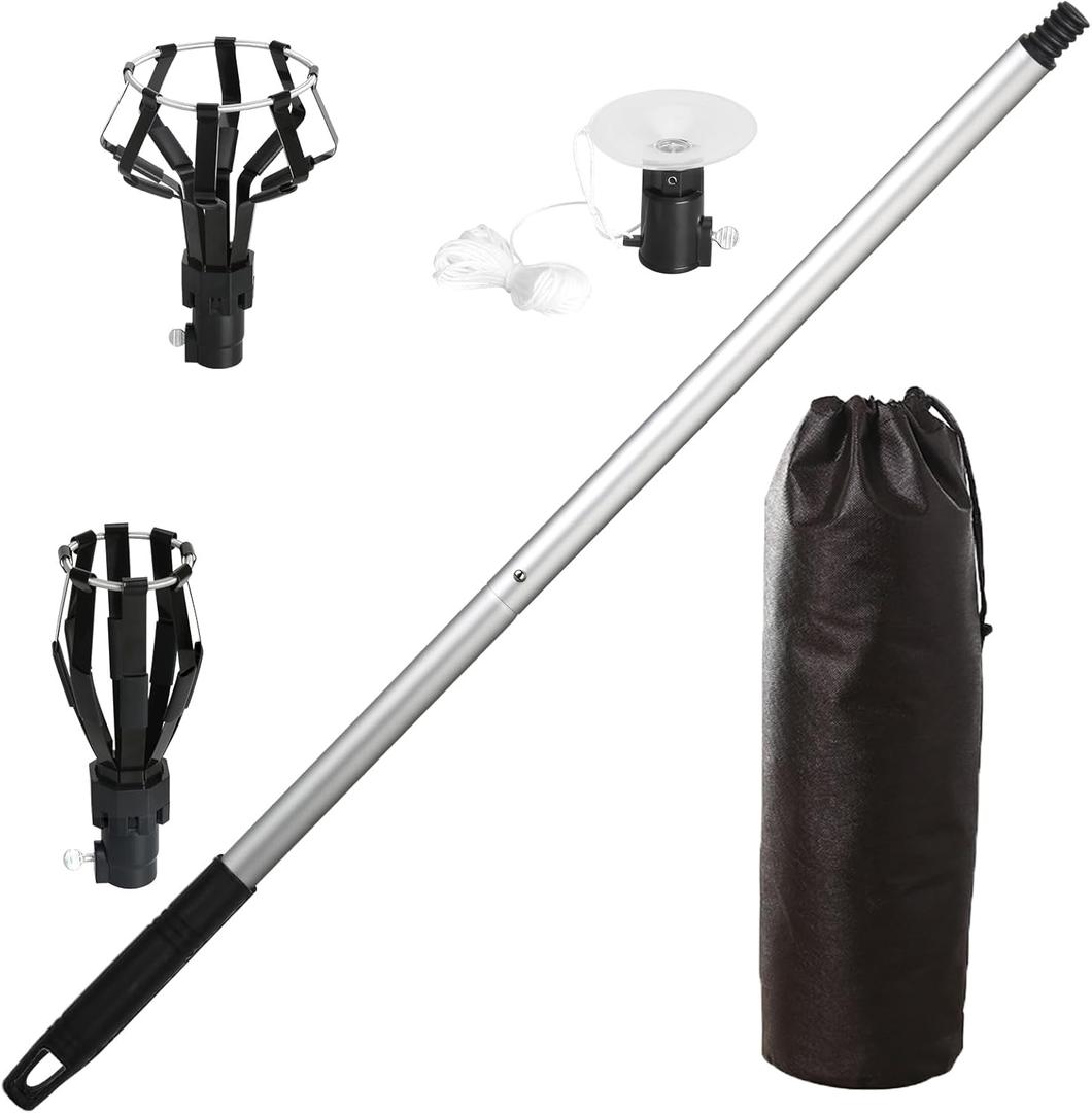 momolove 12FT Light Bulb Changer for High Ceilings, Light Bulb Extension Pole Changer,Light Bulb Extension Pole Changer with 3 Adapters and Carrry Bag (Silver(carry Bag))