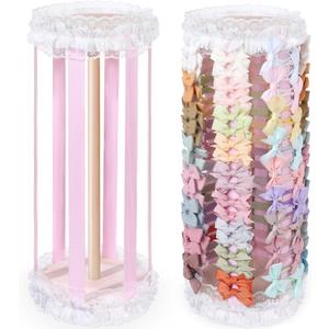 POVETIRE Bow Holder for Girls Hair Bows,Pink Hair Bow Organizer, Hair Clips Stand Hair Accessories Rack Display Decors Baby Nursery Toddler Girls Room