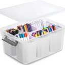 Citylife 17 QT Plastic Storage Bins Clear Storage Box with Lids Multipurpose Stackable Storage Containers for Organizing Tool, Craft, Crayon (1 Pack-17 QT, Clear White)