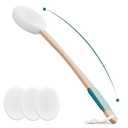 Back Lotion Applicator with 4 Replaceable Pads, Lotion Applicator for Back Self Elderly, Women, Sunscreen Applicator for Cream with 17" Curved Handle Easy to Target Back and Feet, White