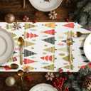 OWENIE Christmas Trees Table Runner for Kitchen Dining Table, Watercolor Print Christmas Tree Runner for Winter Xmas Holiday Decor, 13x72 Inch, Washable