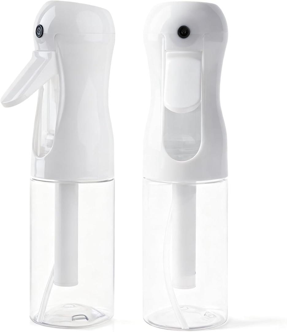AMOMELA 2Pcs Continuous Spray Bottle For Hair,Ultra Fine Refillable Water Mister for Hair Styling, Plants, Cleaning, Salon, Misting & Skin Care200ml/6.8oz Clear (200ML 2PACK)