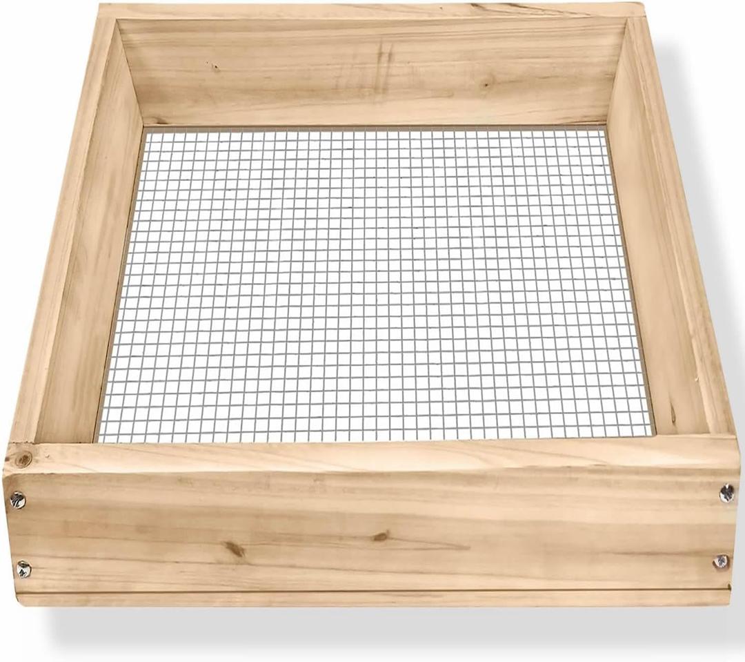 Soil Sifter,Dirt Sifter for Gardening Rock Sifter for Rocks Compost Sifter Wooden Sifting Screen,Garden Sieve for Pellet/Gravel/Soil/Leaves,Garden Tool 15.7" x11.8x2.8 with 1/5 Mesh