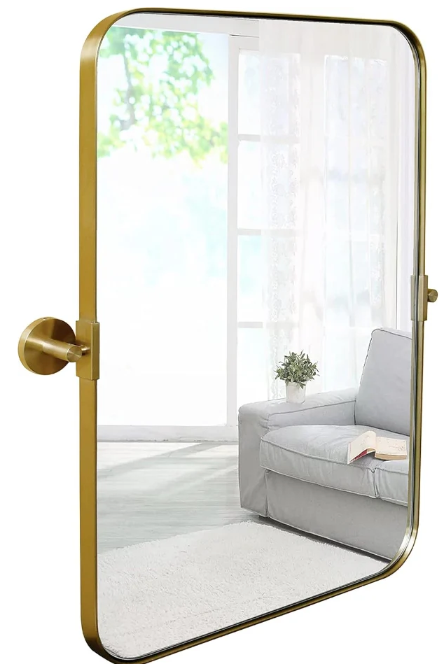Hamilton Hills 16" x 24" inch Brushed Gold Metal Framed Mirror