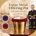 Zhehao 1 Pcs Large Offering Pot for Church Offering Pot with Removable Liner Prayer Ritual Bowl Tithes and Donations Smudge Basket for Church Communion Supplies (Novel)
