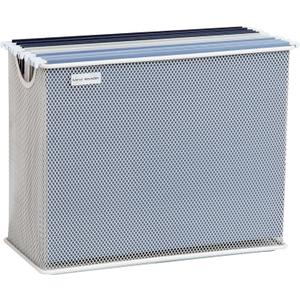 Mind Reader Vertical File Storage, Desktop Organizer, Hanging Files, Office, Metal Mesh, 12.25" L x 5.5" W x 10" H, White