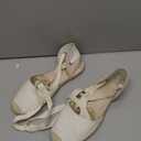 U-lite Women's Espadrille Flat Sandals Closed Toe Ankle Wrap,Classic Lace Up Summer Dressy Flat Shoes Off White 6.5