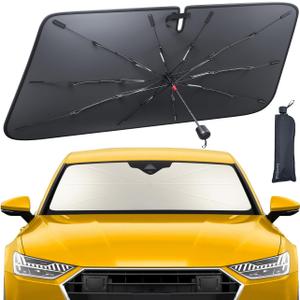 Car Windshield Sun Shade Umbrella - Lamicall [5 Layers Nano Coating][10 Fiberglass Ribs] Foldable Front Window Sunshade, Car Interior Protection, Windshield Cover for Full-Size SUV, Truck (61"x33")