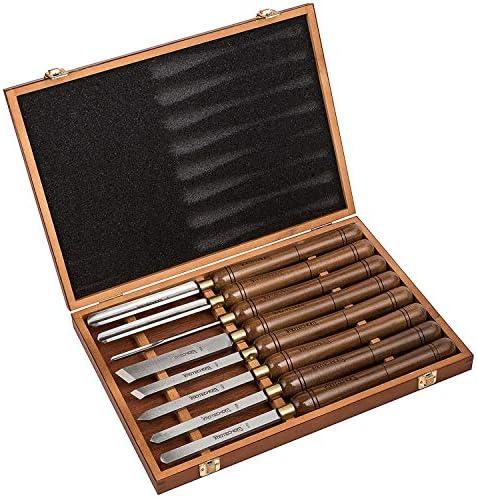 IMOTECHOM 8-Pieces HSS Wood Turning Tools Lathe Chisel Set with Wooden Box