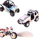 Sunny Days Entertainment Maxx Action Mini Off-Road Lights & Sounds Vehicles  3 Pack with Motorcycle with Dirt Mound, ATV and Sports Vehicle