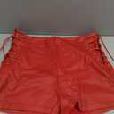 Leather Shorts for Women High Waisted Lace Up Side Stretchy Sexy Mini Booty Short Y2K Rave Club Party Concert Winter, XL